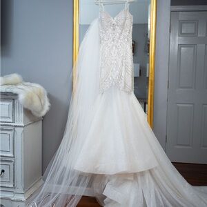 Exquisite white Bridal Gown with Beaded Details